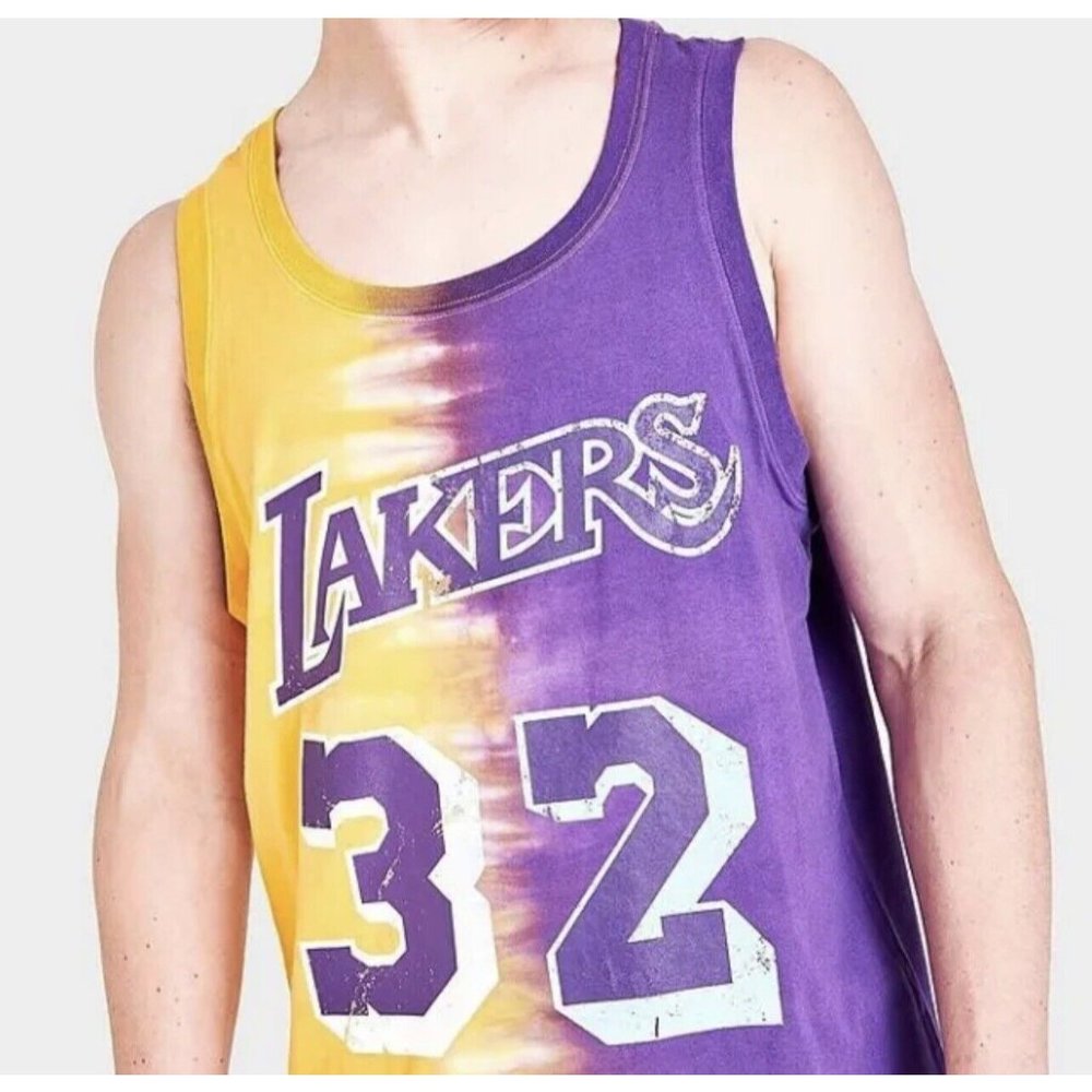 Men's Mitchell & Ness Los Angeles Lakers NBA Magic Johnson Tie-Dye Tank Sz Large - Picture 3 of 5